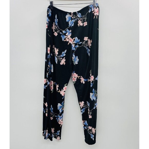 Flora by Flora Nikrooz Womens Size XL Pull On Floral Print Pajama Pants in Black - Picture 3 of 7